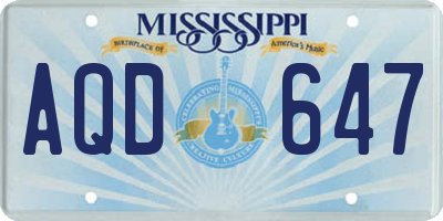MS license plate AQD647