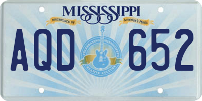 MS license plate AQD652