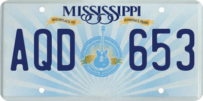 MS license plate AQD653