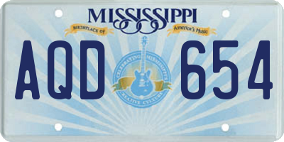MS license plate AQD654