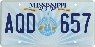 MS license plate AQD657