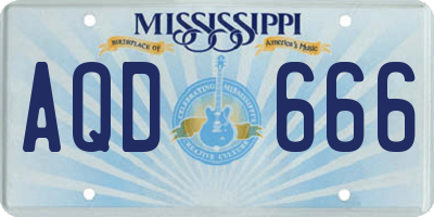 MS license plate AQD666