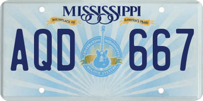 MS license plate AQD667