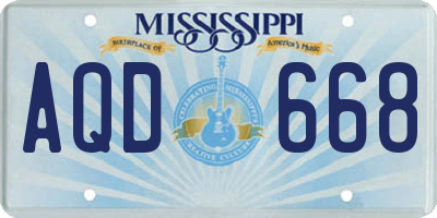 MS license plate AQD668