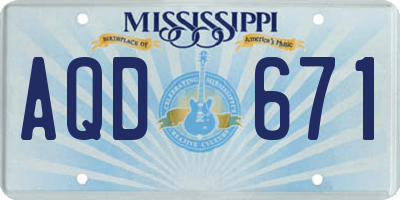 MS license plate AQD671