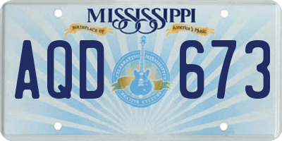 MS license plate AQD673