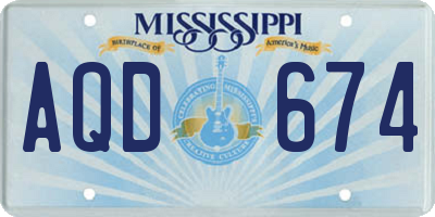 MS license plate AQD674