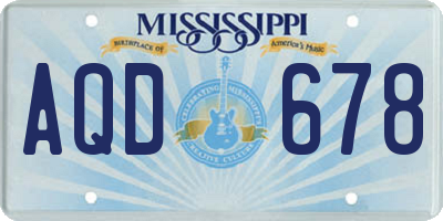 MS license plate AQD678