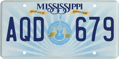 MS license plate AQD679
