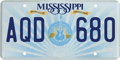 MS license plate AQD680