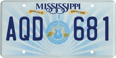 MS license plate AQD681