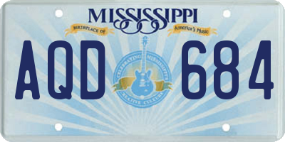 MS license plate AQD684
