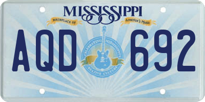 MS license plate AQD692