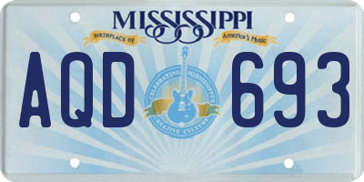 MS license plate AQD693