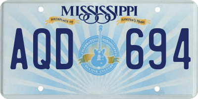 MS license plate AQD694