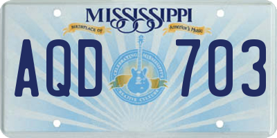 MS license plate AQD703
