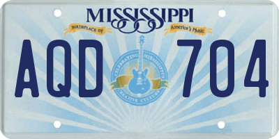 MS license plate AQD704
