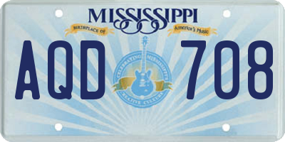 MS license plate AQD708