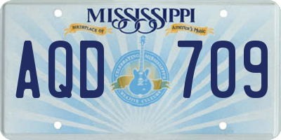 MS license plate AQD709