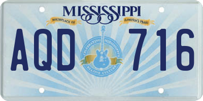 MS license plate AQD716