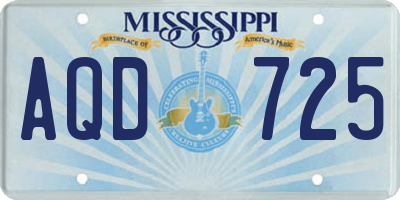 MS license plate AQD725