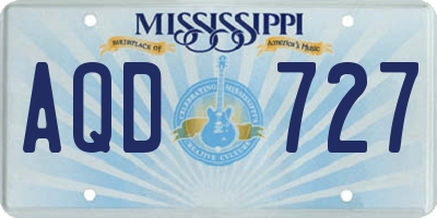 MS license plate AQD727