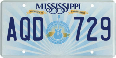 MS license plate AQD729