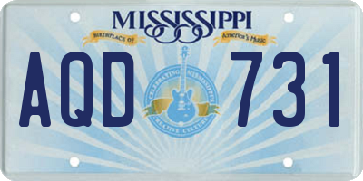 MS license plate AQD731
