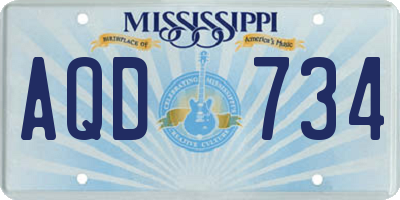 MS license plate AQD734