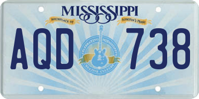 MS license plate AQD738