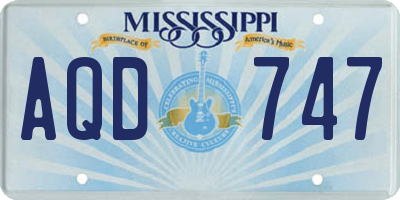 MS license plate AQD747