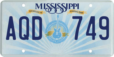 MS license plate AQD749