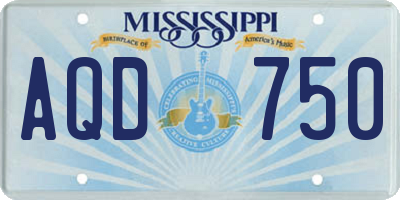MS license plate AQD750
