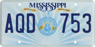 MS license plate AQD753