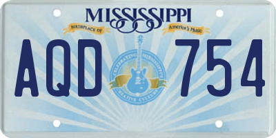 MS license plate AQD754