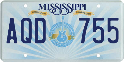 MS license plate AQD755