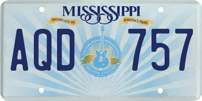 MS license plate AQD757