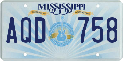 MS license plate AQD758