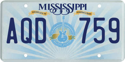MS license plate AQD759