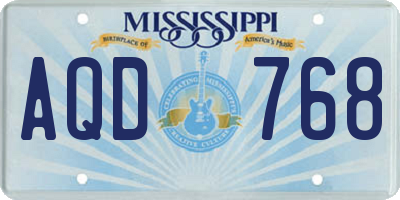 MS license plate AQD768
