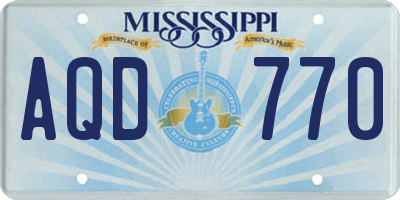 MS license plate AQD770