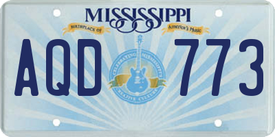MS license plate AQD773