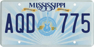 MS license plate AQD775
