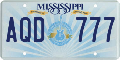 MS license plate AQD777