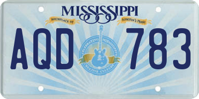 MS license plate AQD783