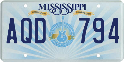 MS license plate AQD794