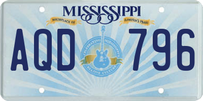 MS license plate AQD796