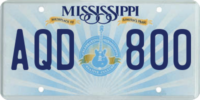 MS license plate AQD800