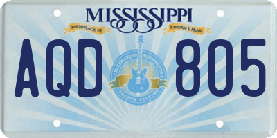 MS license plate AQD805