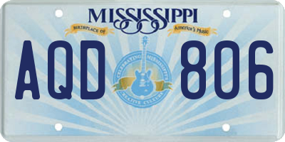 MS license plate AQD806